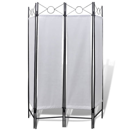 Cloison De Séparation Pliable 4 Panneaux Blanc 160X180 Cm Marron