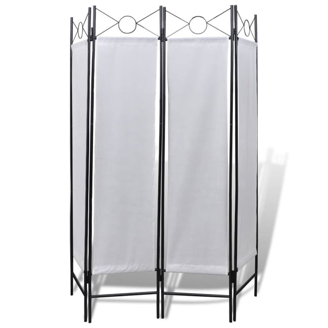 Cloison De Séparation Pliable 4 Panneaux Blanc 160X180 Cm Marron