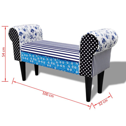 Banc Design Avec Patchwork Bleu Et Blanc