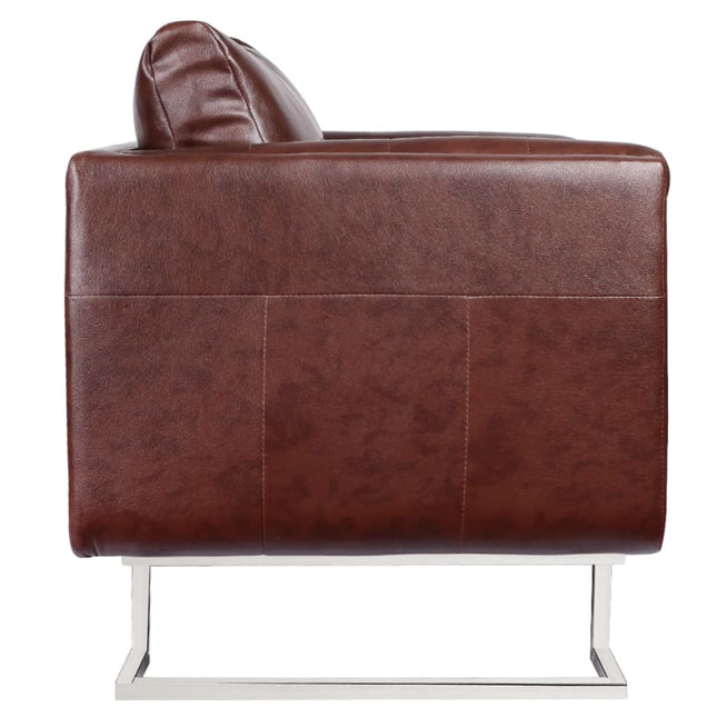 Fauteuil Cube Avec Pieds Chromés Similicuir