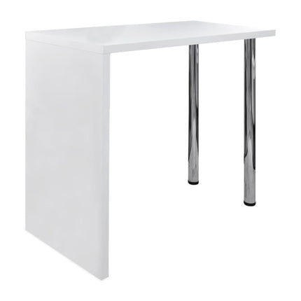Table De Bar Mdf Avec 2 Pieds En Acier Haut Brillance Blanc