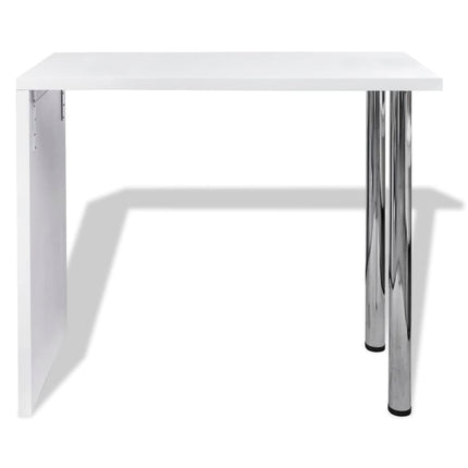 Table De Bar Mdf Avec 2 Pieds En Acier Haut Brillance Blanc