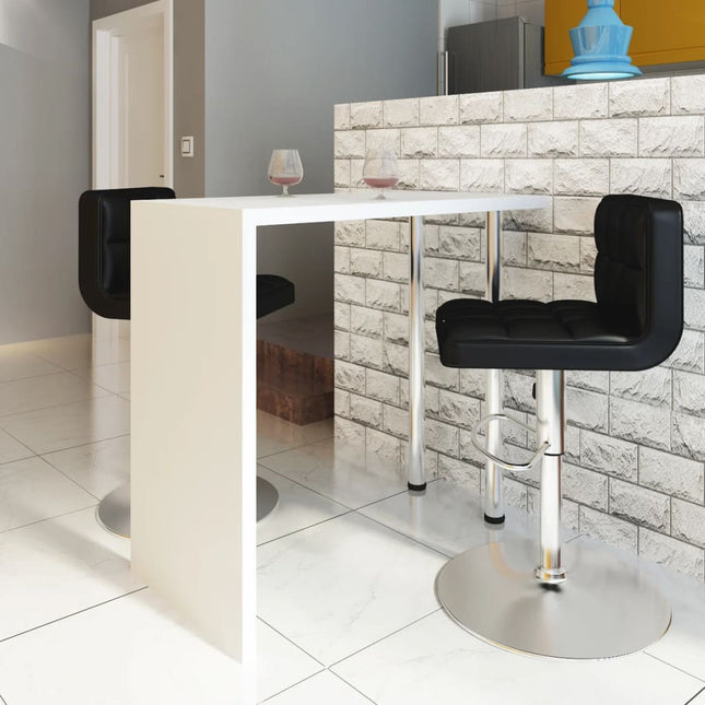Table De Bar Mdf Avec 2 Pieds En Acier Haut Brillance Blanc