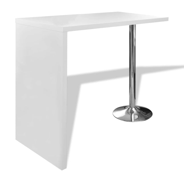 Table De Bar Mdf Avec 1 Pied En Acier Haut Brillance Blanc
