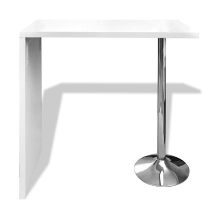 Table De Bar Mdf Avec 1 Pied En Acier Haut Brillance Blanc
