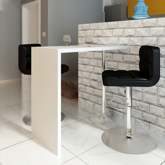 Table De Bar Mdf Avec 1 Pied En Acier Haut Brillance Blanc