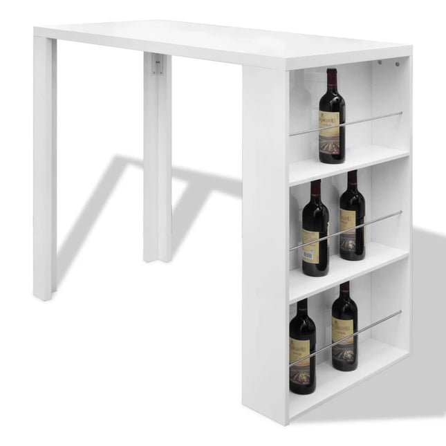 Table De Bar Mdf Avec Casier À Bouteilles Blanc Haut Brillance