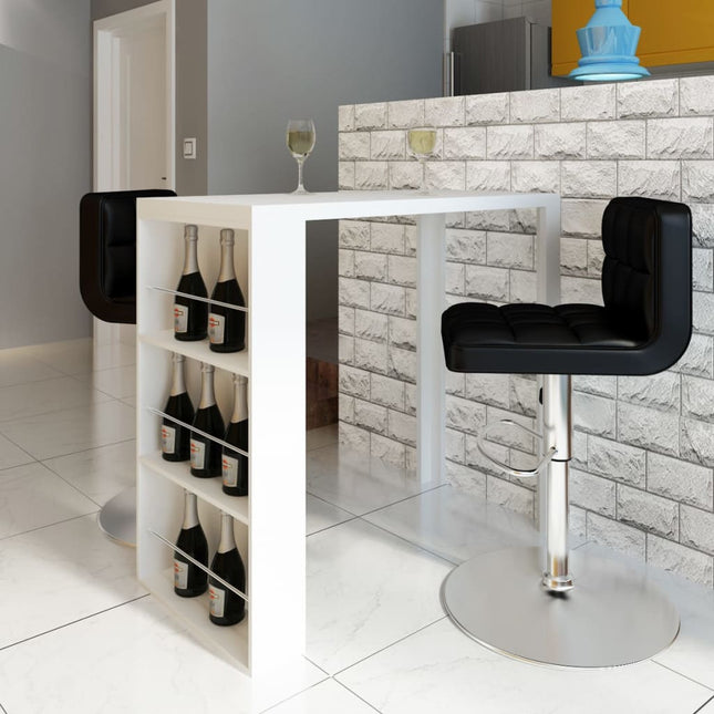 Table De Bar Mdf Avec Casier À Bouteilles Blanc Haut Brillance