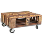 Table Basse Avec 4 Roulettes Bois Recyclé