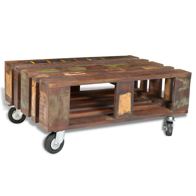 Table Basse Avec 4 Roulettes Bois Recyclé