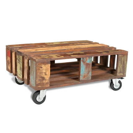 Table Basse Avec 4 Roulettes Bois Recyclé