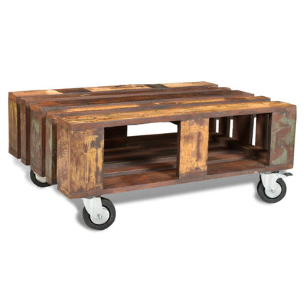 Table Basse Avec 4 Roulettes Bois Recyclé