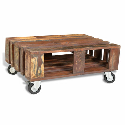 Table Basse Avec 4 Roulettes Bois Recyclé