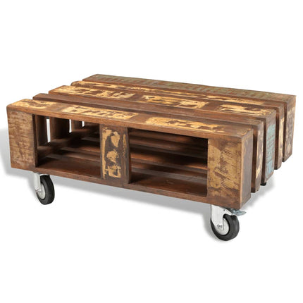 Table Basse Avec 4 Roulettes Bois Recyclé