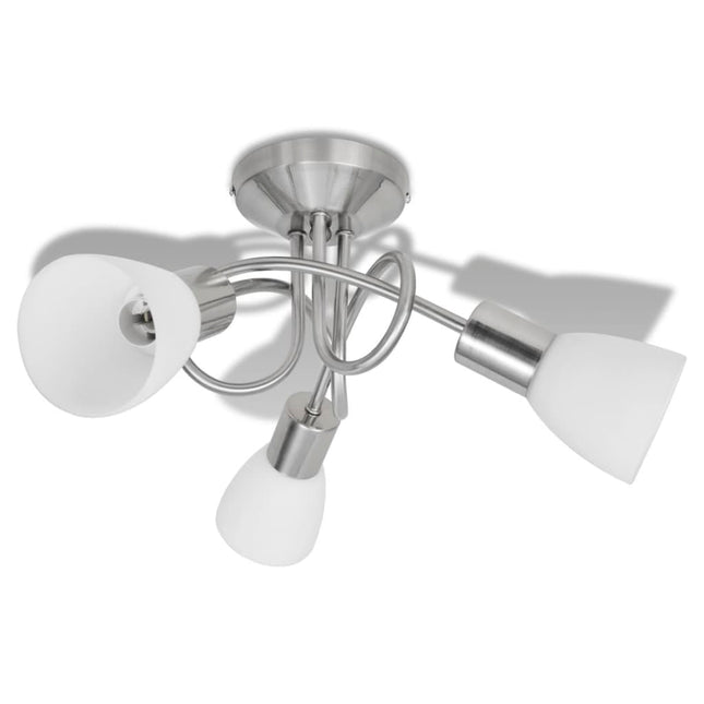 Plafonnier Avec Abat-Jour En Verre Pour 3 Ampoules E14