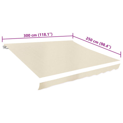 Toit D'auvent Toile 3 X 2,5 M (Cadre Non Inclus) Crème