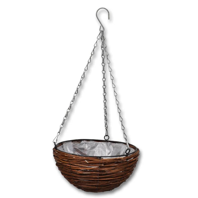 Lot De 4 Paniers Supsendus En Saule Avec Fonds Et Chaine Pendante