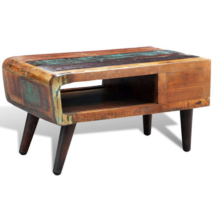 Table Basse Avec Bord Incurvé Et 1 Tiroir Bois De Récupération