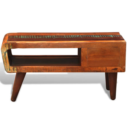 Table Basse Avec Bord Incurvé Et 1 Tiroir Bois De Récupération