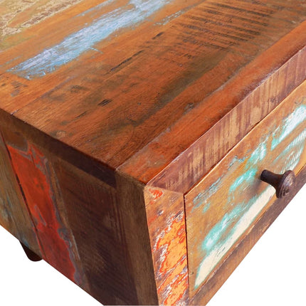Table Basse Avec Bord Incurvé Et 1 Tiroir Bois De Récupération