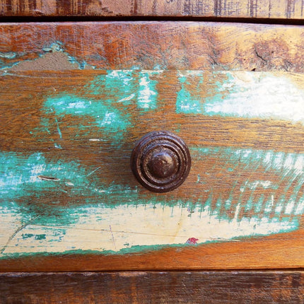Table Basse Avec Bord Incurvé Et 1 Tiroir Bois De Récupération