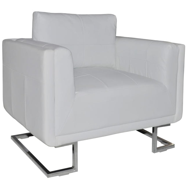 Fauteuil Cube Avec Pieds Chromés Similicuir