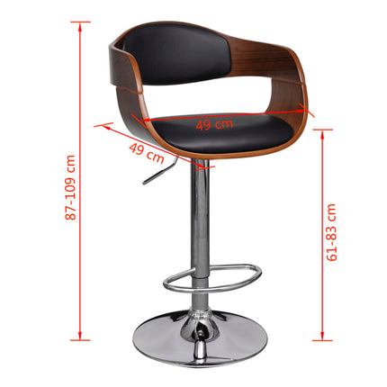Tabouret De Bar Bois Courbé Et Similicuir