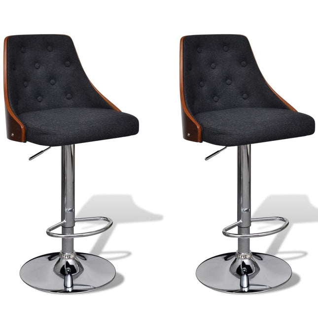 Tabourets De Bar Lot De 2 Bois Courbé Et Tissu