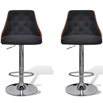 Tabourets De Bar Lot De 2 Bois Courbé Et Tissu