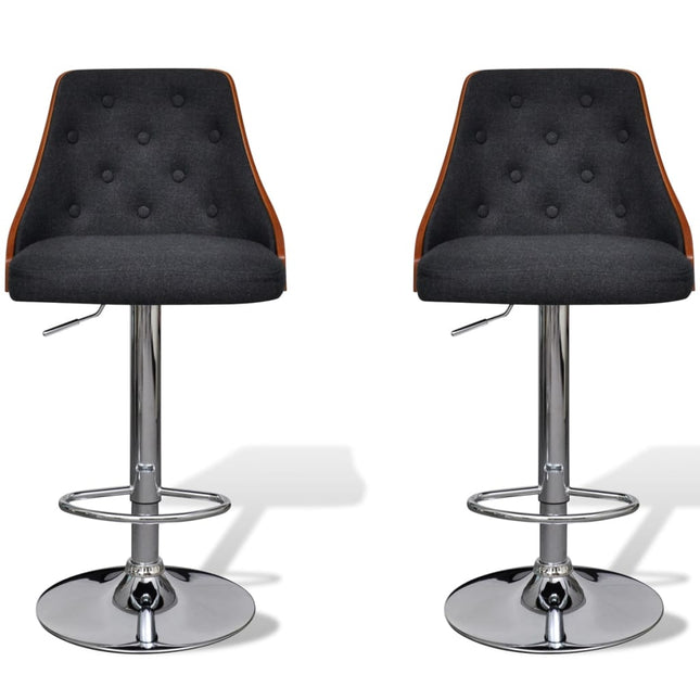 Tabourets De Bar Lot De 2 Bois Courbé Et Tissu