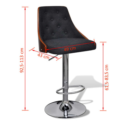 Tabourets De Bar Lot De 2 Bois Courbé Et Tissu