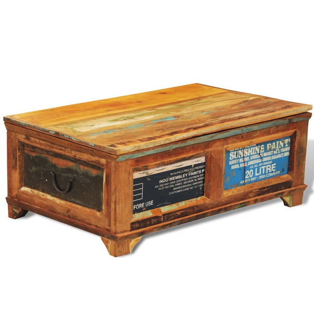 Table Basse Avec Espace De Rangement Vintage Bois Recyclé