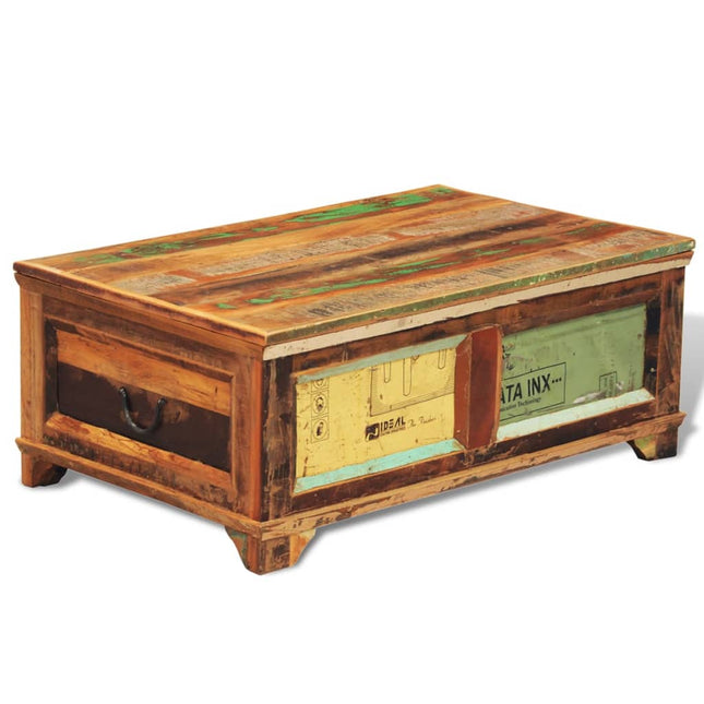 Table Basse Avec Espace De Rangement Vintage Bois Recyclé