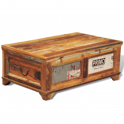 Table Basse Avec Espace De Rangement Vintage Bois Recyclé