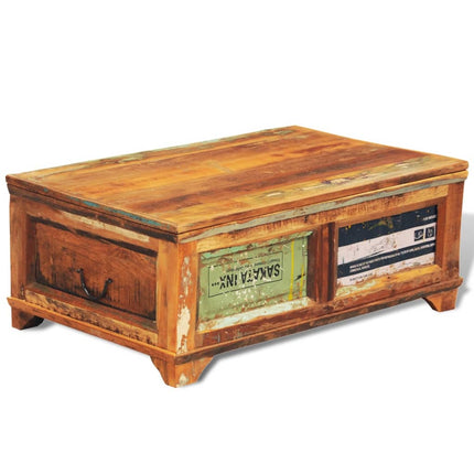 Table Basse Avec Espace De Rangement Vintage Bois Recyclé