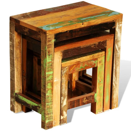 Table Gigogne 3 Pcs Vintage Bois De Récupération