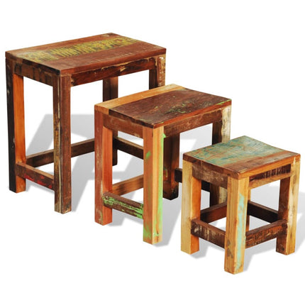 Table Gigogne 3 Pcs Vintage Bois De Récupération