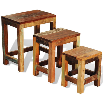 Table Gigogne 3 Pcs Vintage Bois De Récupération