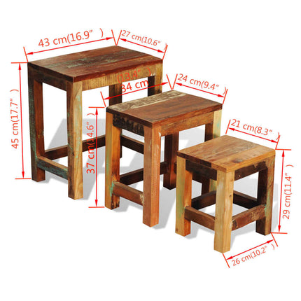 Table Gigogne 3 Pcs Vintage Bois De Récupération