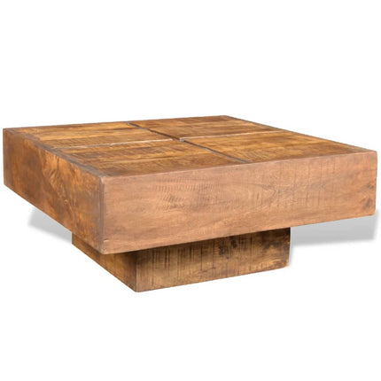 Table Basse Carrée Marron Bois Massif De Manguier