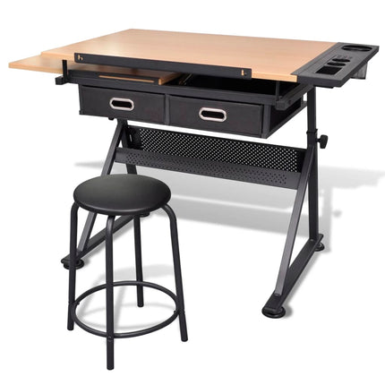 Table À Dessin Inclinable 2 Tiroirs Et Tabouret