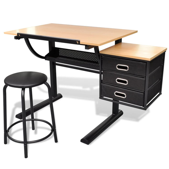 Table À Dessin Inclinable À 3 Tiroirs Avec Tabouret