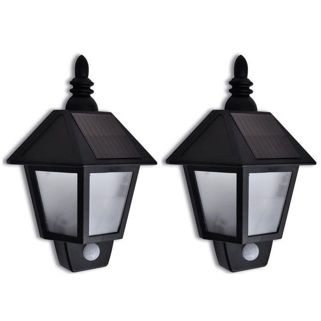 Applique Murale Solaire Avec Capteur De Mouvement 2 Pcs Noir
