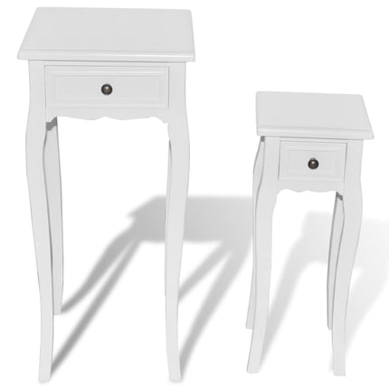 Table Gigogne 2 Pcs Avec Tiroir Blanc