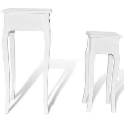 Table Gigogne 2 Pcs Avec Tiroir Blanc