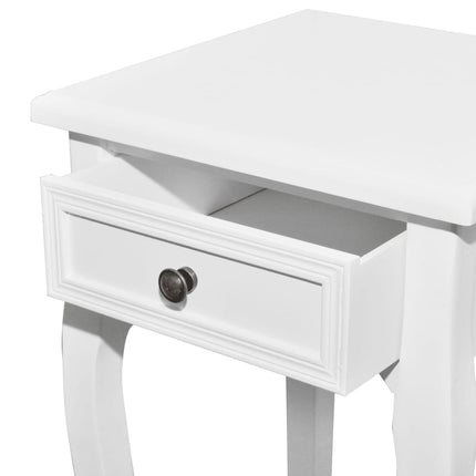 Table Gigogne 2 Pcs Avec Tiroir Blanc