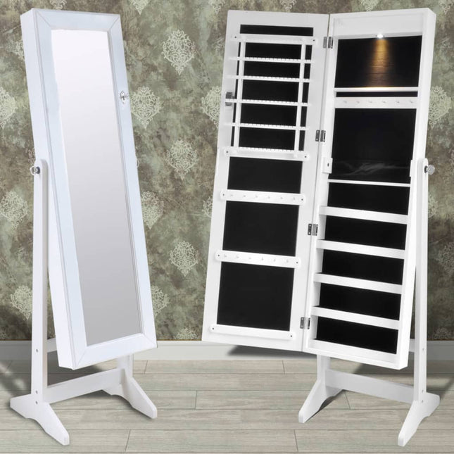 Armoire À Bijoux Sur Pied Avec Miroir Et Éclairage Led