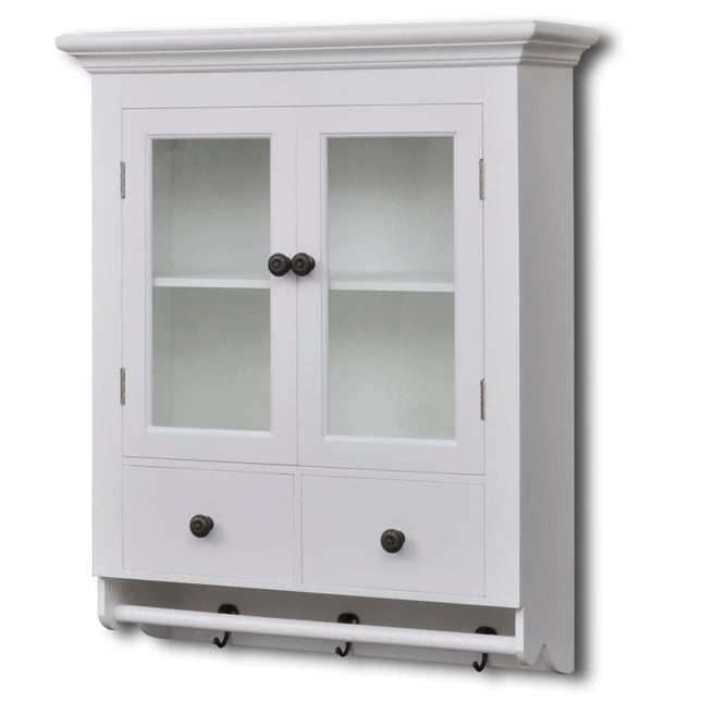 Placard Mural De Cuisine Avec Porte En Verre Bois Blanc