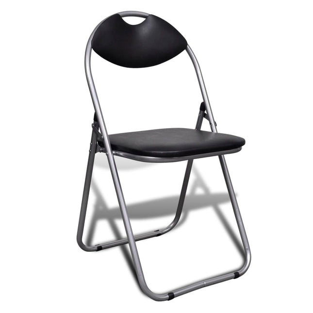 Chaises À Manger Pliables Lot De 6 Noir Similicuir Et Acier