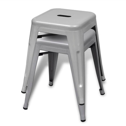 Tabourets Empilables Lot De 2 Métal